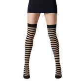 Silver Legs Striped Over Knee Cotton Socks (Made In Italy)