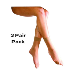 Italian 15 Denier Comfort Top Ankle High Socks (3 Pair Pack)