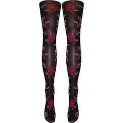 Rose Embossed Patterned Tights