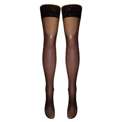 Black Luxurious Italian 5 Inch Deep Lace Top Hold Ups