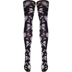 Rose Embossed Patterned Tights