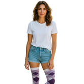 Graue Overknee-Socken mit Argyle-Muster (hergestellt in Italien)