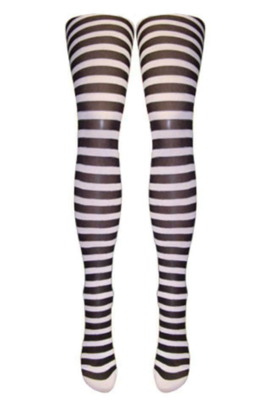 Silver Legs Striped Semi-Opaque Tights (One Size & XL)