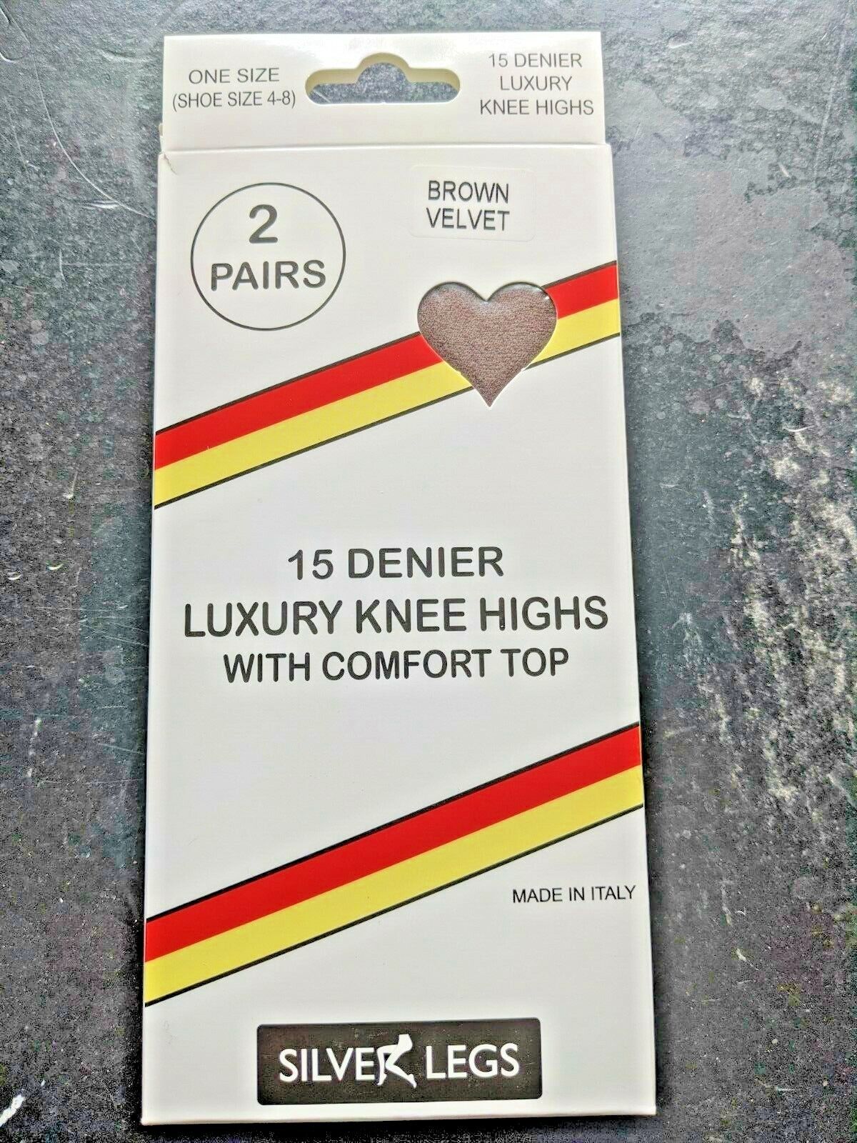 Silver Legs 2 Pair Pack Sheer Comfort Top 15 Denier Knee Highs (Made In Italy)