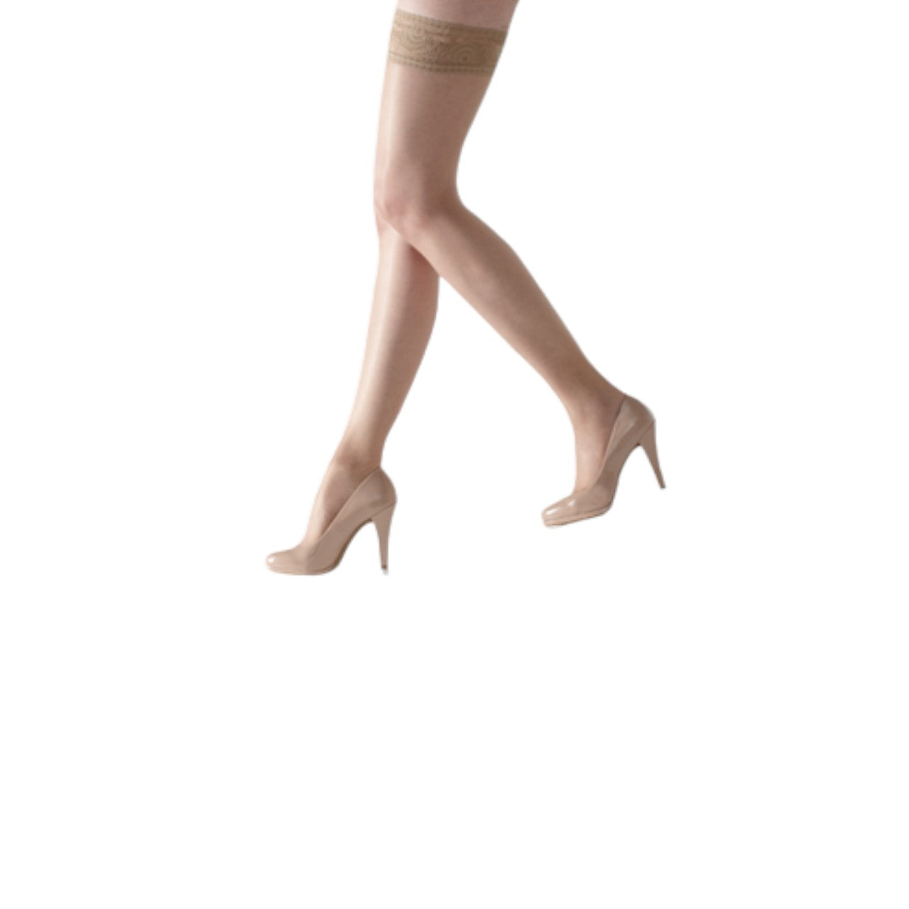 Silver Legs Satin Luxury Lace Top Hold Ups