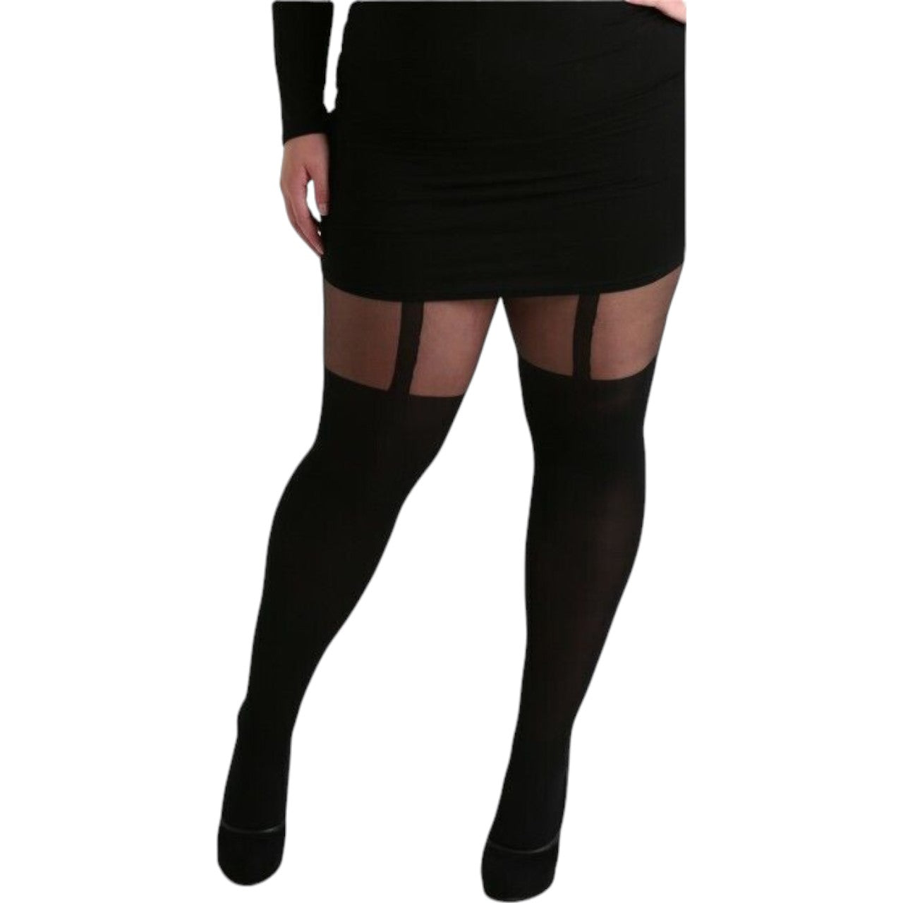 Pamela Mann Plain Stripe Mock Suspender Tights