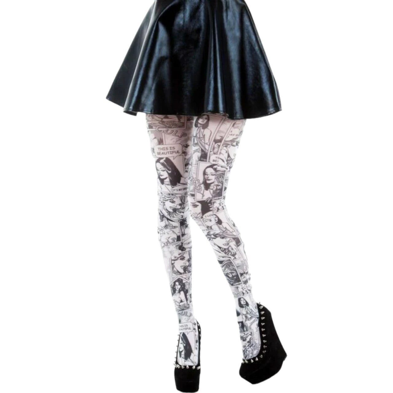 Comic Book Print Tights Available In 2 Colours (Made In Italy)