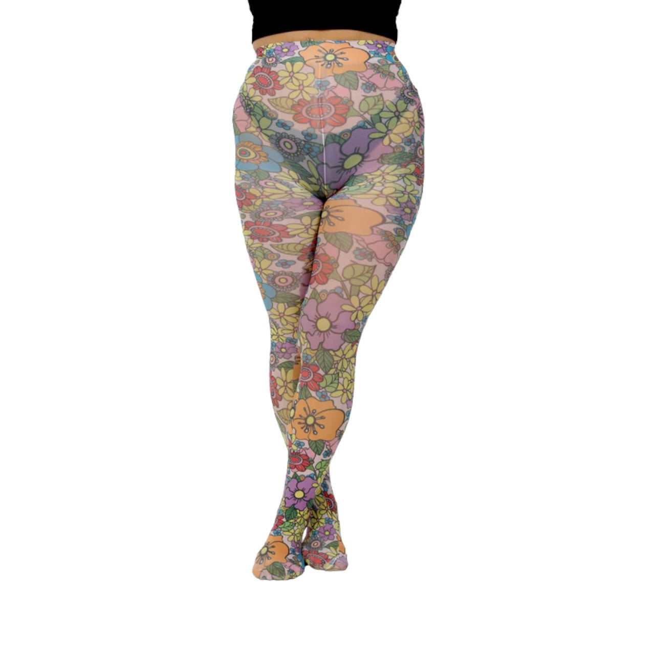 Retro Flower Power Printed Tights (2 Styles) Made In Italy