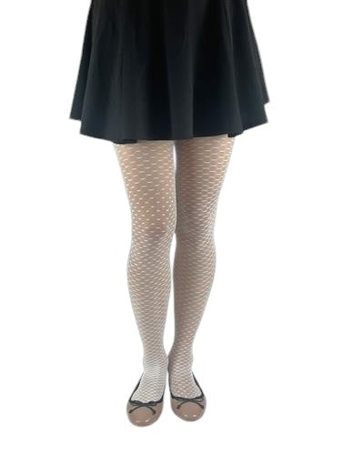 Cream Honeycomb Design Tights (Made In Italy)