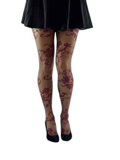 Stunning 2 Tone Flower Lace Tights (Made In Italy)