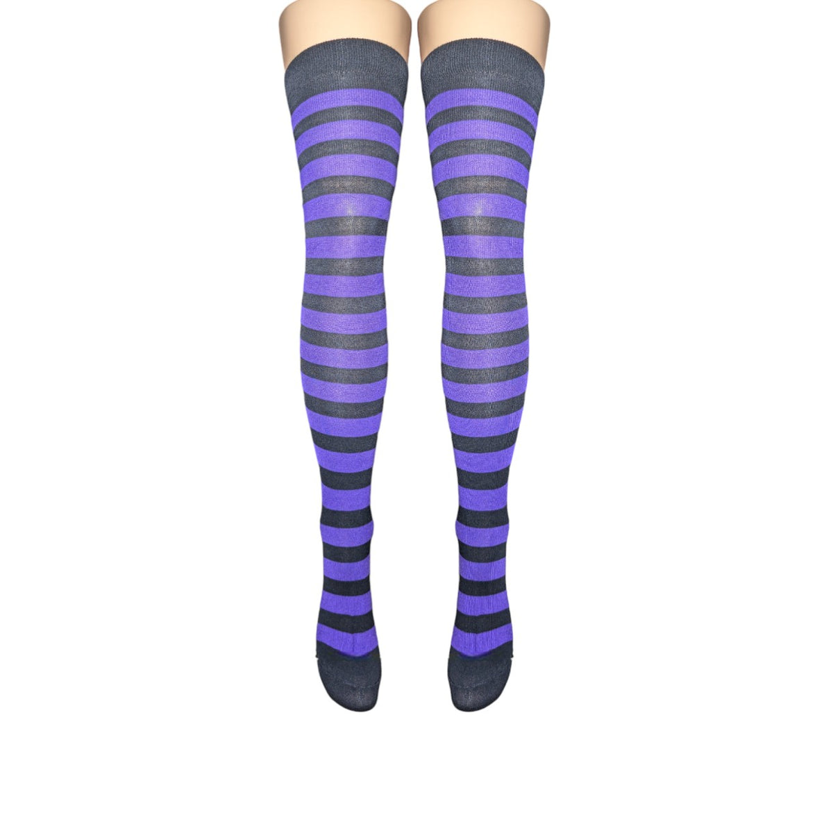 Silver Legs Striped Over Knee Cotton Socks (Made In Italy)