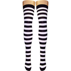 Calcetines de algodón a rayas sobre la rodilla con piernas plateadas (hechos en Italia)
