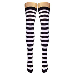 Black & White Stripe Over Knee Socks (Made In Italy)