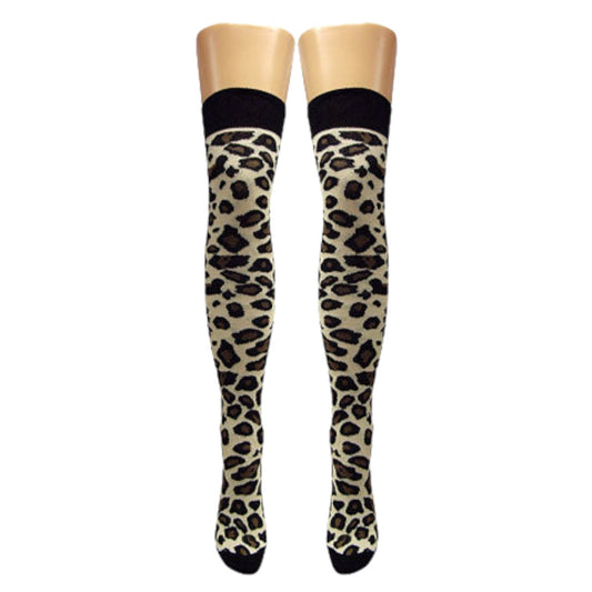 Overknee-Socken mit Leopardenmuster (hergestellt in Italien)