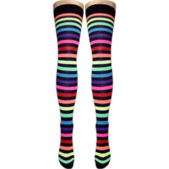Calcetines de algodón a rayas sobre la rodilla con piernas plateadas (hechos en Italia)