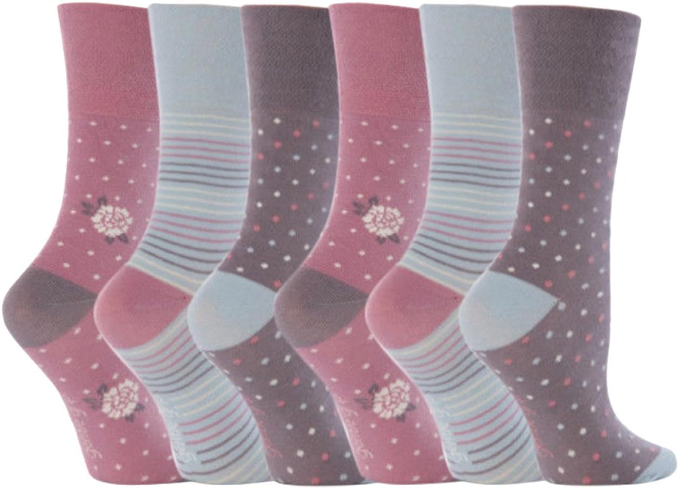 Ladies Gentle Grip 3 Pair Pack Socks (Assorted Styles)