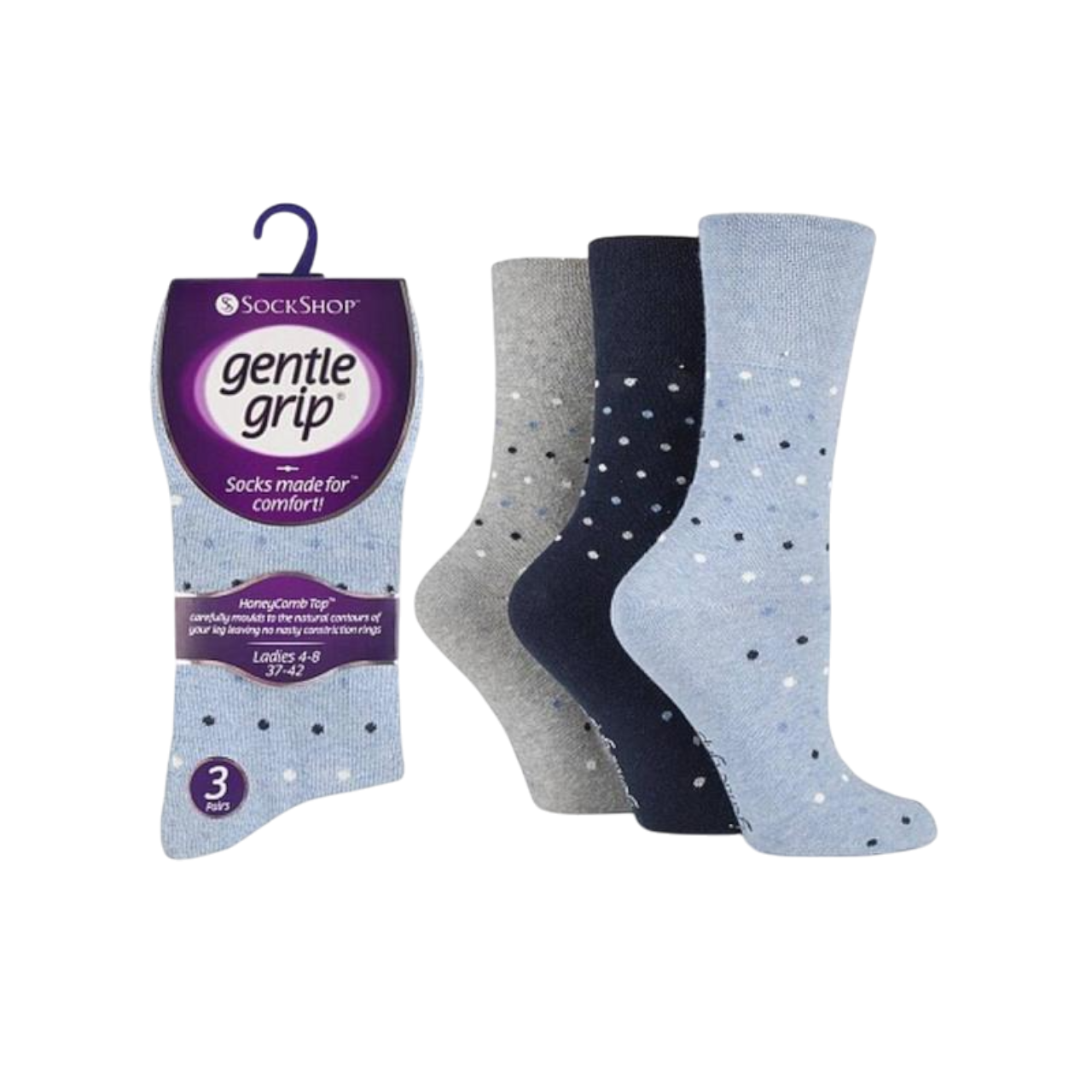 3 Paar Damen-Socken mit sanftem Griff (verschiedene Modelle), Größe 4–8