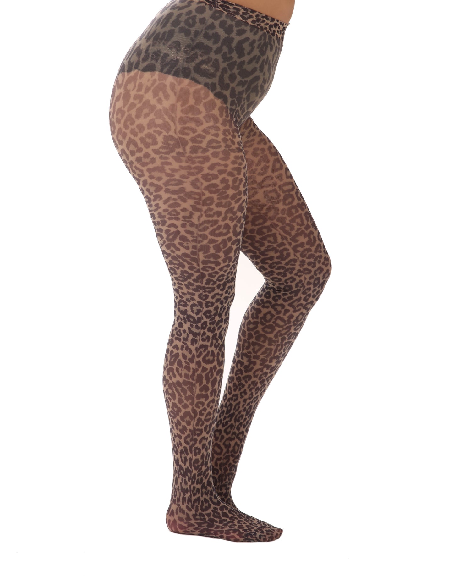 Silver Legs Leopard Print 50 Denier Curvatures Plus Size Tights (up to 5XL)