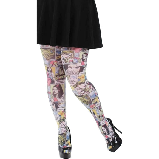 Comic Book Print Tights Available In 2 Colours (Made In Italy)