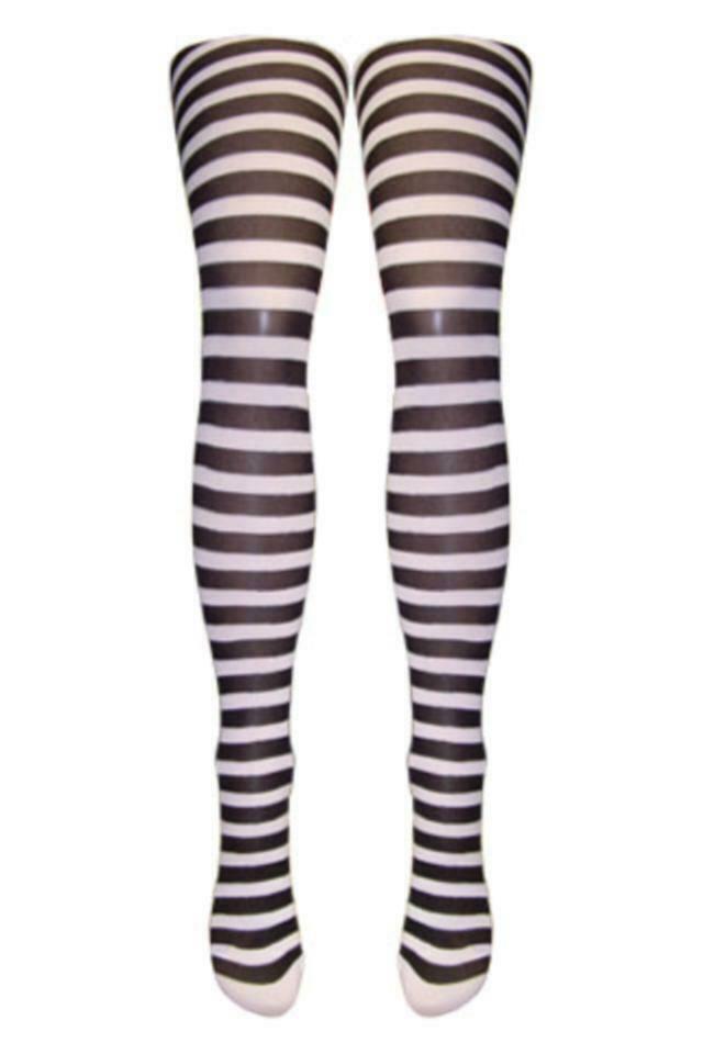 Silver Legs Striped Semi-Opaque Tights (One Size & XL)