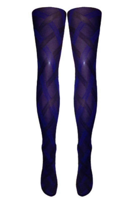 Cable Blue Opaque Tights (Made In Italy)