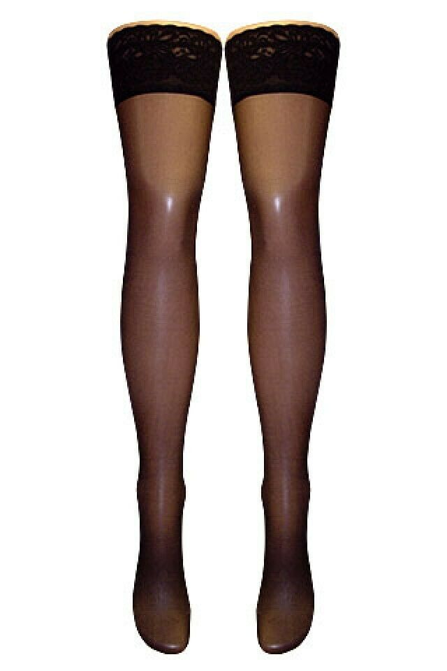 Luxurious Italian 5 Inch Deep Lace Top Hold Ups (White & Black) 2 Sizes M or M/L