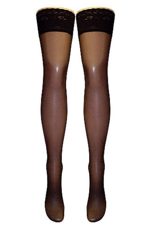 Luxurious Italian 5 Inch Deep Lace Top Hold Ups (White & Black) 2 Sizes M or M/L