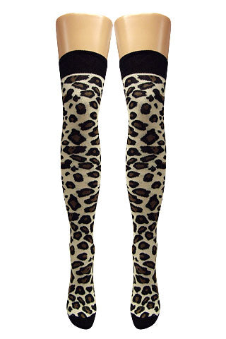 Overknee-Socken mit Leopardenmuster (hergestellt in Italien)