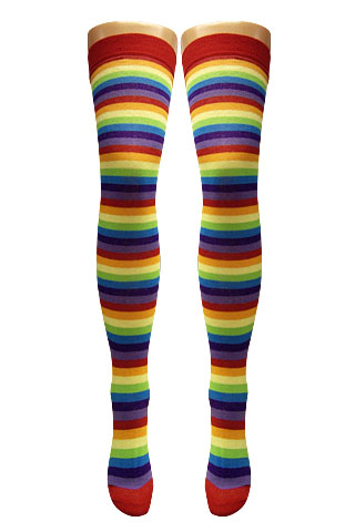 Overknee-Socken mit Regenbogenstreifen (hergestellt in Italien)